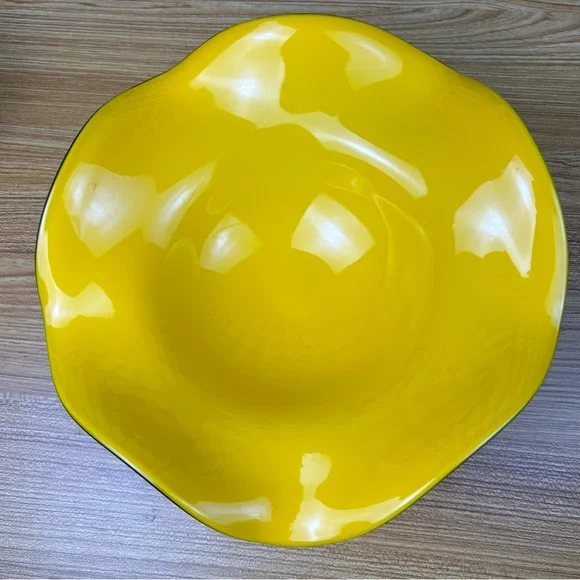 Vintage Amber Glass Wide Compote Bowl Pedestal Midcentury Décor Statement Piece - Picture 7 of 17